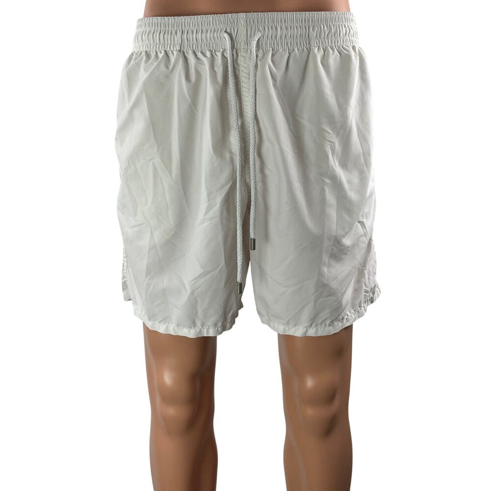 Vilebrequin Men's White Drawstring Mid Rise Swim Trunks Board Shorts Size XL